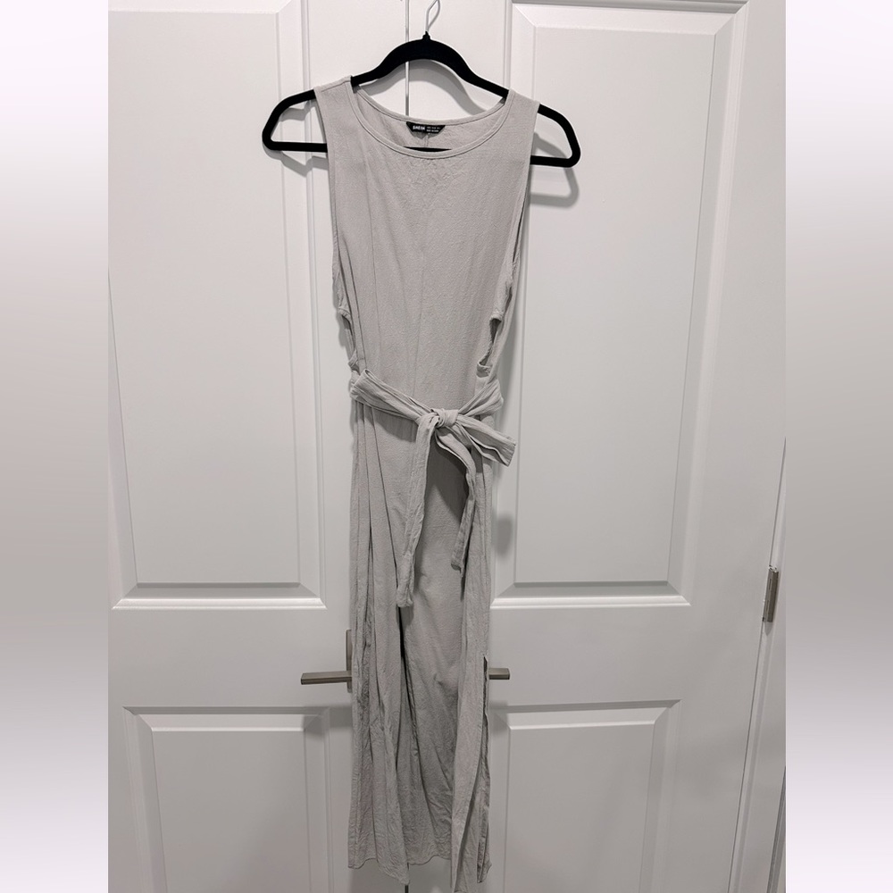 Cotton Tie Midi Dress